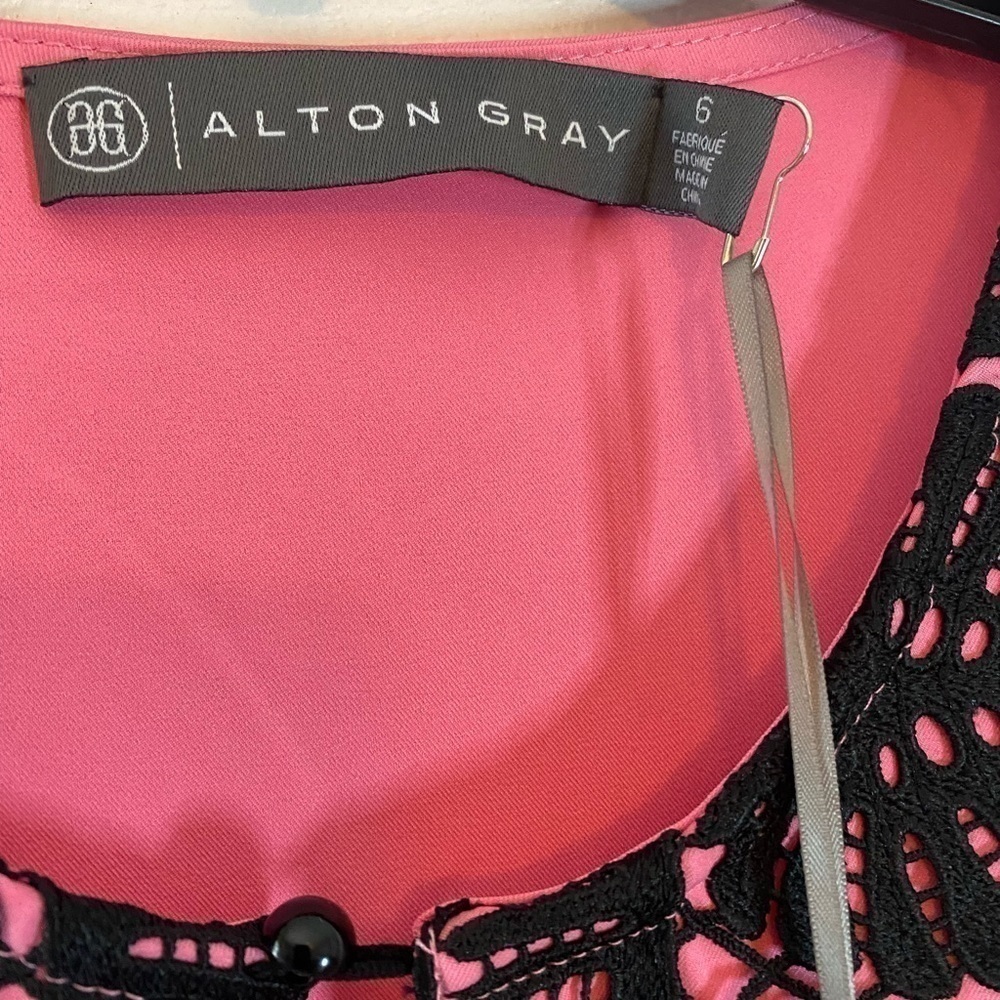 Alton gray bubble gum pink dress with black lace 6 - Picture 7 of 8